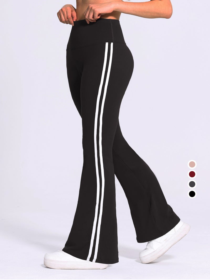 Spring And Women'S High Waist Striped Girls Hip Comfortable Naked High-Elastic Flared Pants - Image 5
